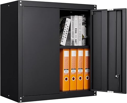 LUCYPAL Gabinete de almacenamiento de metal con cerradura y puertas, gabinete de almacenamiento de pared de garaje de acero, gabinete superior de