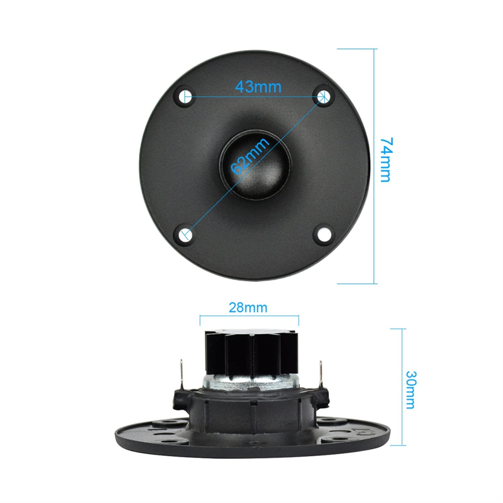2 Pezzi 3 inch 4/6/8 Ohm 15W Dome Silk Tweeters Tweeter Audio Altoparlanti Neodimio Treble HiFi Treble Portable Altoparlante for Pannello (Color : 8 Ohm)