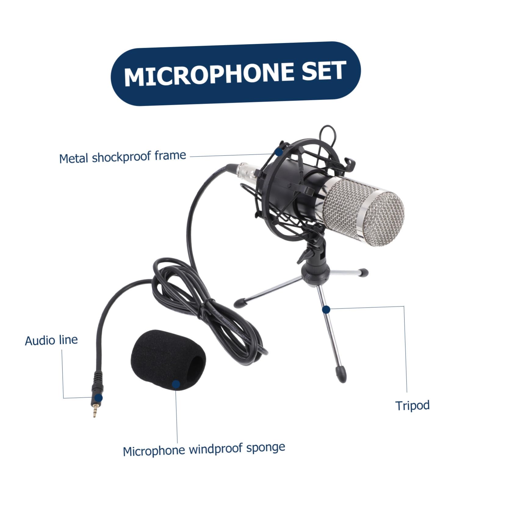 SUPVOX Microfono Condensatore di Resistente e Durevole per Trasmissione in Diretta Adatto per Uso Domestico Palco e Conferenze