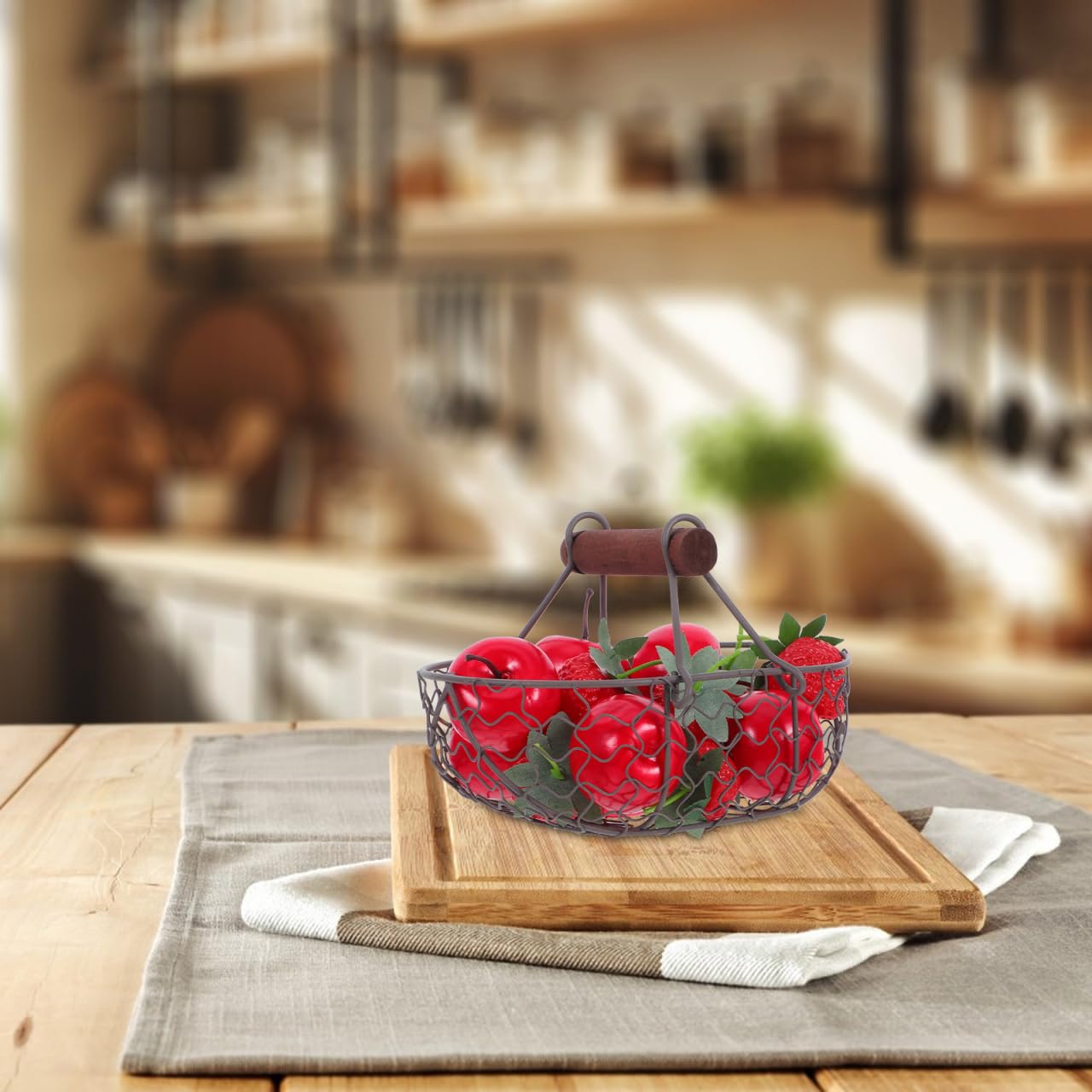 Angoily Panier à œufs En Fil Métallique Noir - Support Vintage Pour Comptoir De Cuisine - Range œufs, Pain, Fruits, Légumes - Dimensions 18 X 12 X 11 Cm