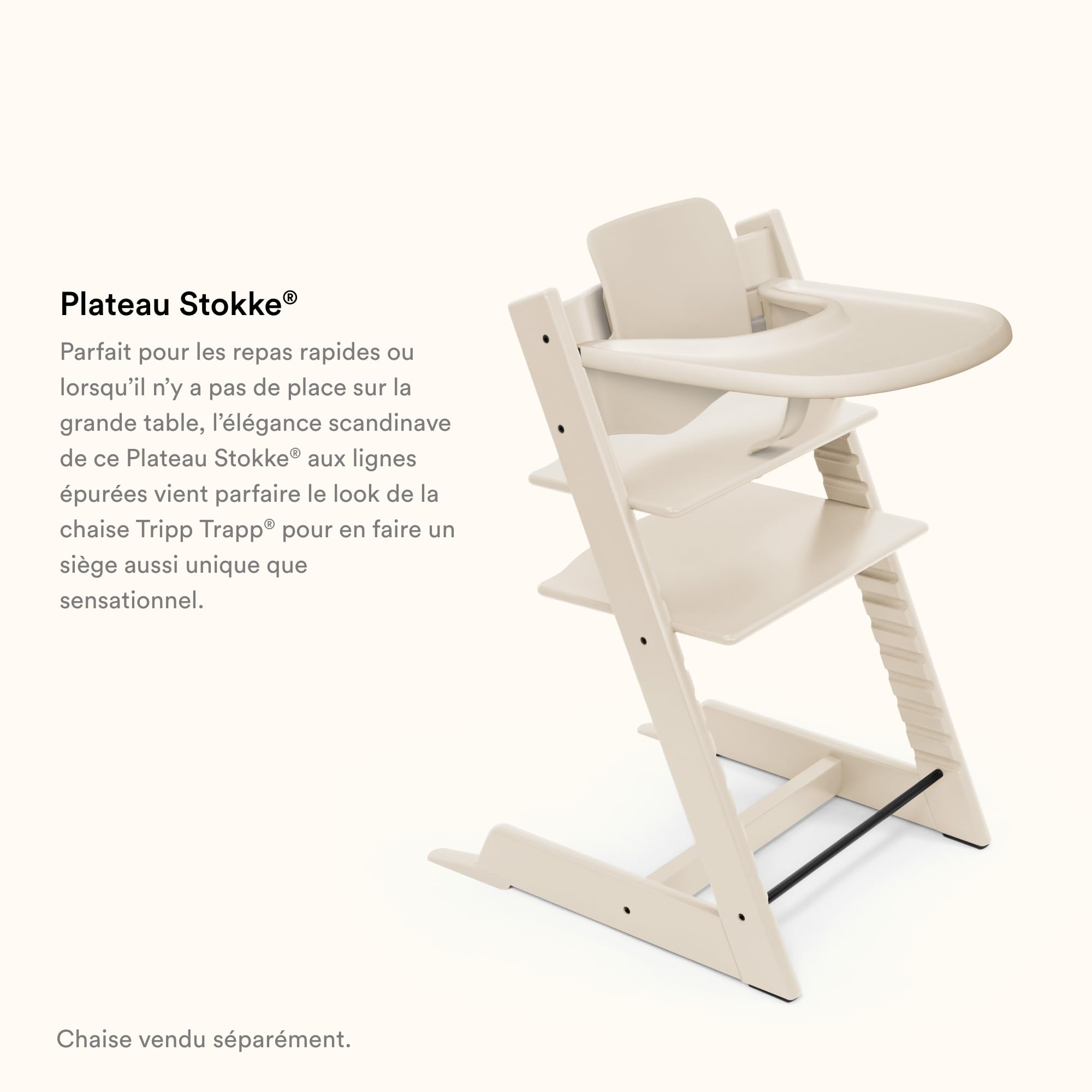 Plateau Stokke, Vanilla White - Compatible avec le Baby Set Tripp Trapp - Pratique et facile à nettoyer - Fabriqué en plastique sans BPA - Convient aux petits de 6 à 36 mois