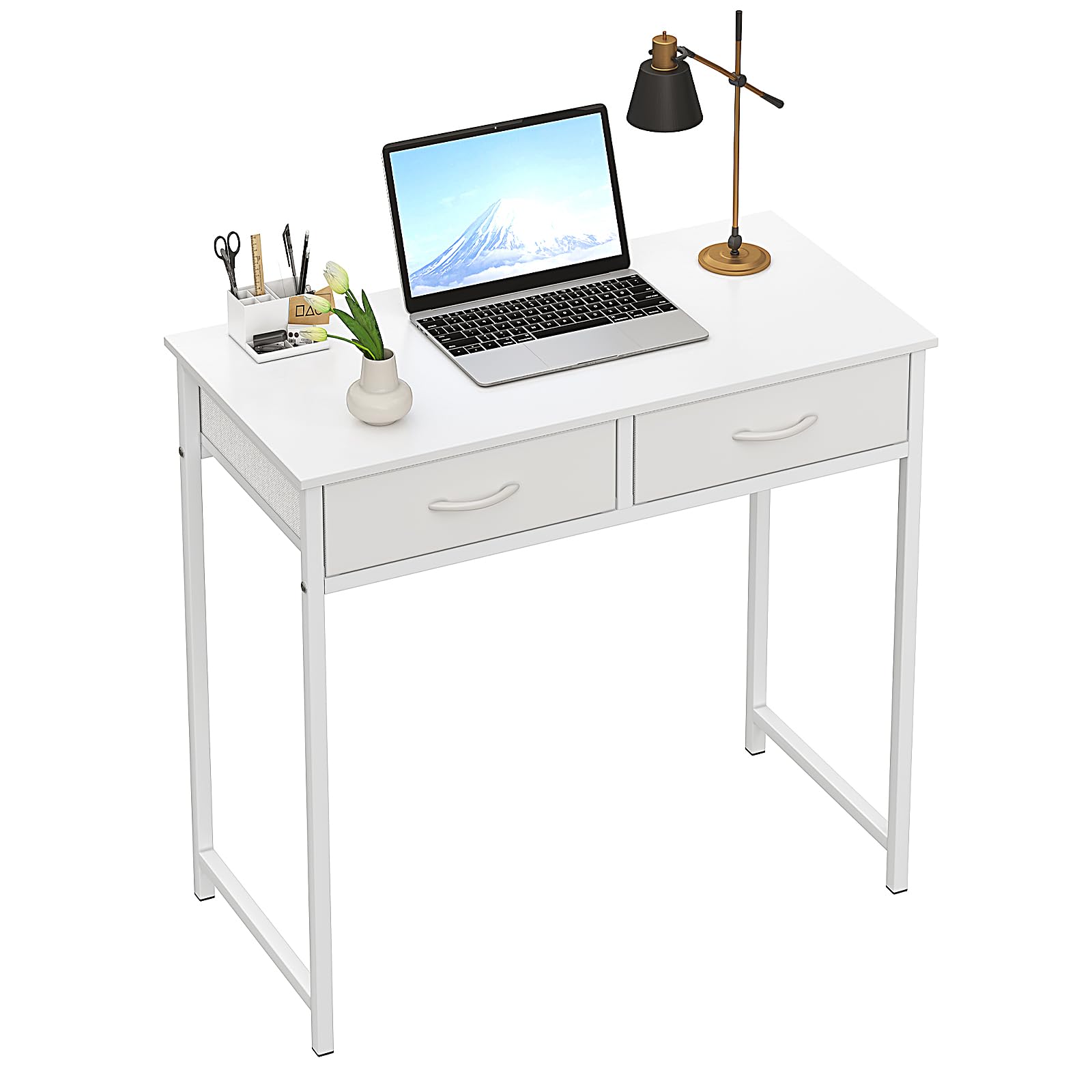 Amazon | WOHOMO デスク 引き出し付き 収納 机 small study desk