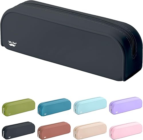 Mr. Pen - Estuche de silicona para lápices, estuche negro, estuche pequeño, estuche estético para lápices