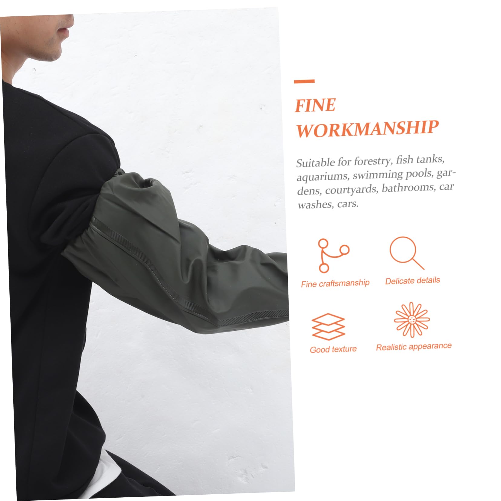 Operitacx 4 Guantes Impermeables de Pesca y Jardinería Guantes de Limpieza Largos Accesorios Profesionales para Acuarios y Antideslizantes y Reutilizables Naranja