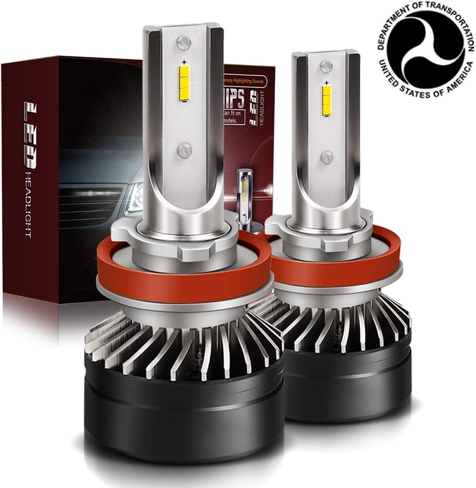 DOT Approved H11/H8/H9 LED Headlight Bulbs AllInOne Kit,Low Beam/Fog