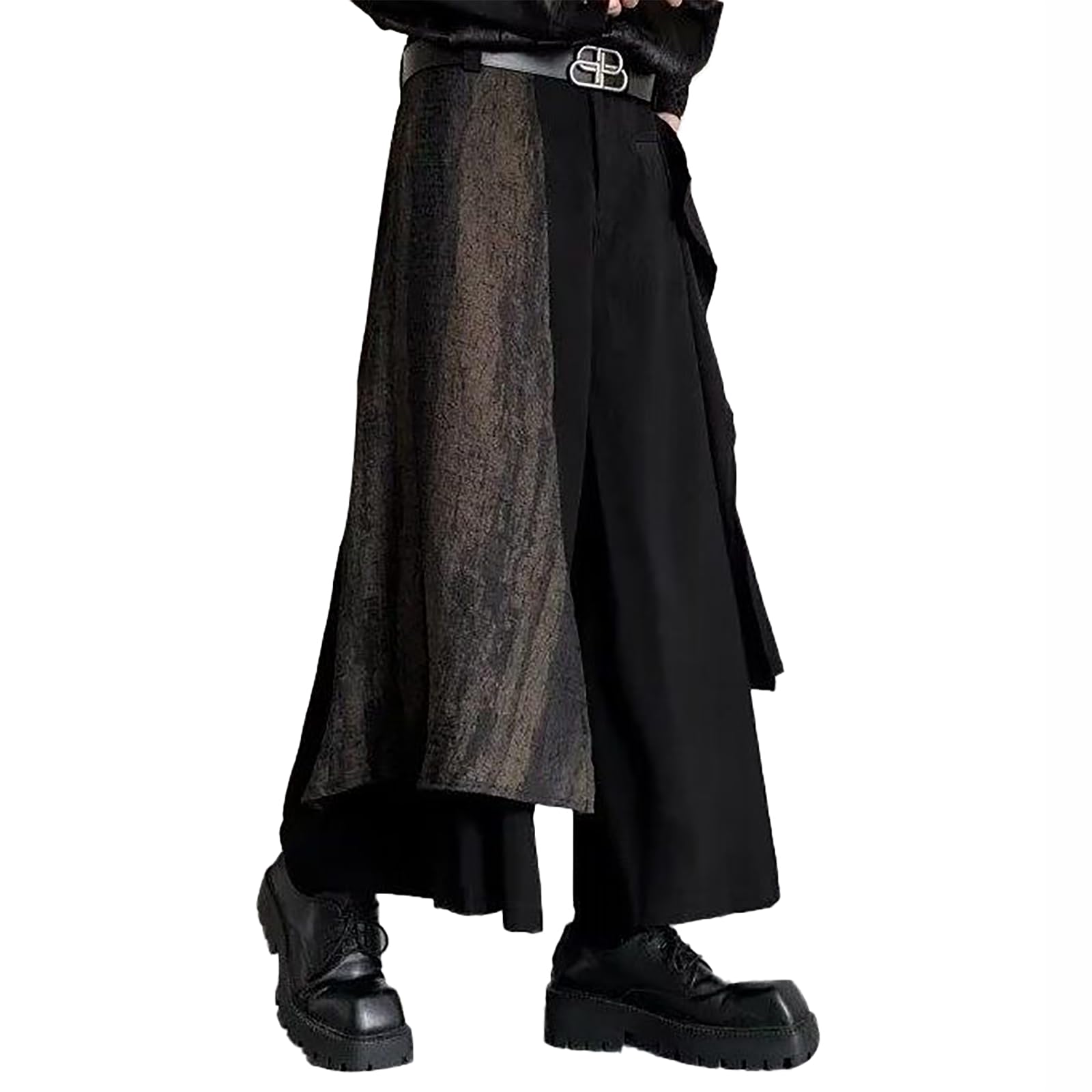 【新品】 [TOWYYO] チャイナ服 サルエルパンツ メンズ ワイドパンツ 袴 パンツ 書道 柄 変形パンツ パッチワーク 大きいサイズ アラジンパンツ ダンス服 ガチョウパンツ 個性的 原宿系 ユニセ