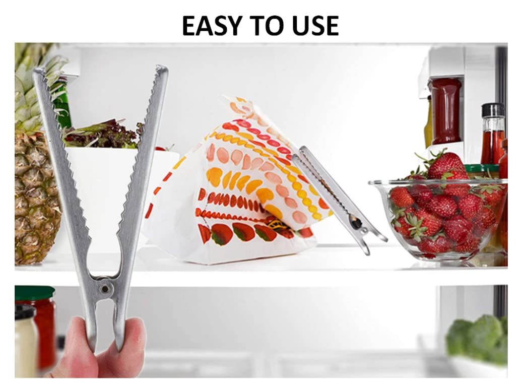 15 Pieza Plata Pinzas de Acero Inoxidable,Clips de Sellado de Alimentos de Acero Inoxidable,Pinzas para Cerrar Bolsas,Pinzas Cocina Bolsas Acero para Alimentos,para Bolsas de Alimentos