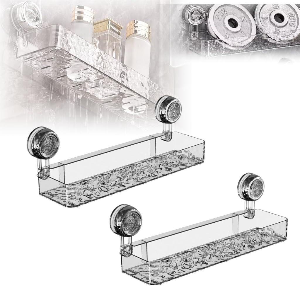 Foxiod Suction Cup Shower Caddy Upgrade No-Drill Wall Mounted Suction Cup Storage Rack Shower Organizer Removable Bathroom Shelf