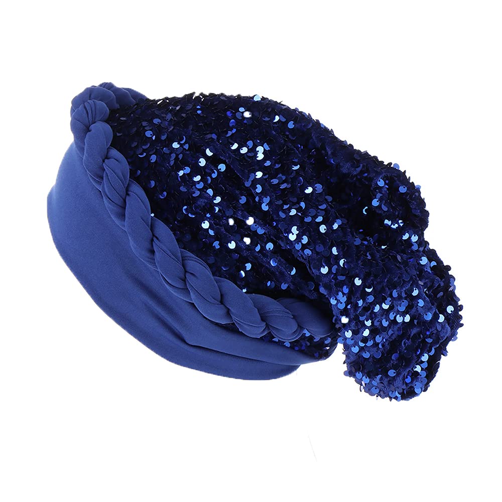 JDYaoYing Twisted Braid Turban Sequins Headwear for Women Headwrap Beanie Cap Hair Cover Hat