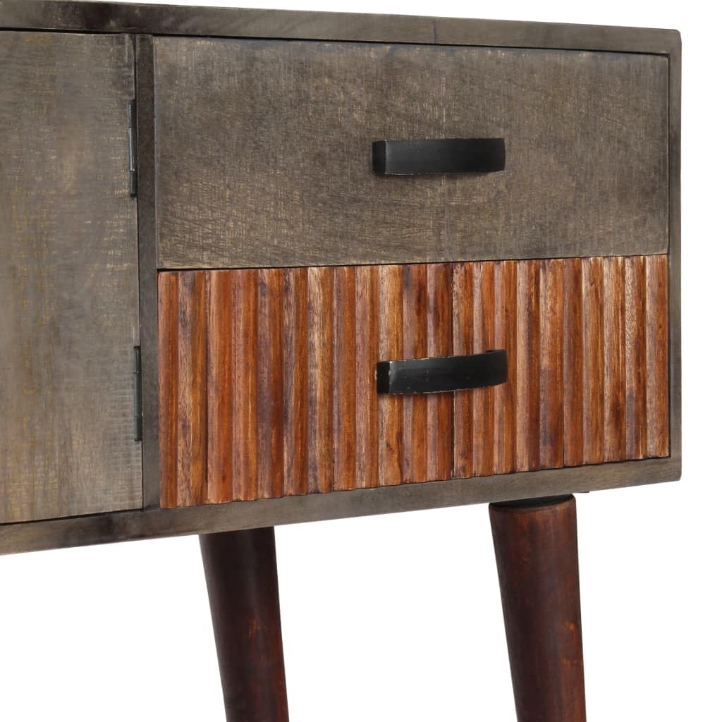 Mesa consola clásica de madera maciza de mango con 2 puertas y 2 cajones, mesa estable y patas robustas para un interior elegante y un almacenamiento práctico