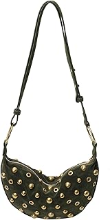 OWGSEE Studded Purse Trendy Studded Handbag Hobo Crescent Bags Y2K Shoulder Bag Suede Purses for Women
