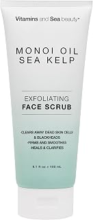 Exfoliating Face Scrub with Monoi Oil & Sea Kelp – Clarifying & Firming Facial Exfoliator with Natural Pumice – Vegan, Paraben-Free, 5.1 fl oz