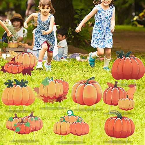Set Of 9 Fall Yard Sign Pumpkin Yard Stakes Thanksgiving Outdoor Decoration Harvest Garden Signs Lawn Pumpkin Sign With Stakes For Home Holiday Decor Party Supplies Farmhouse #TOP2