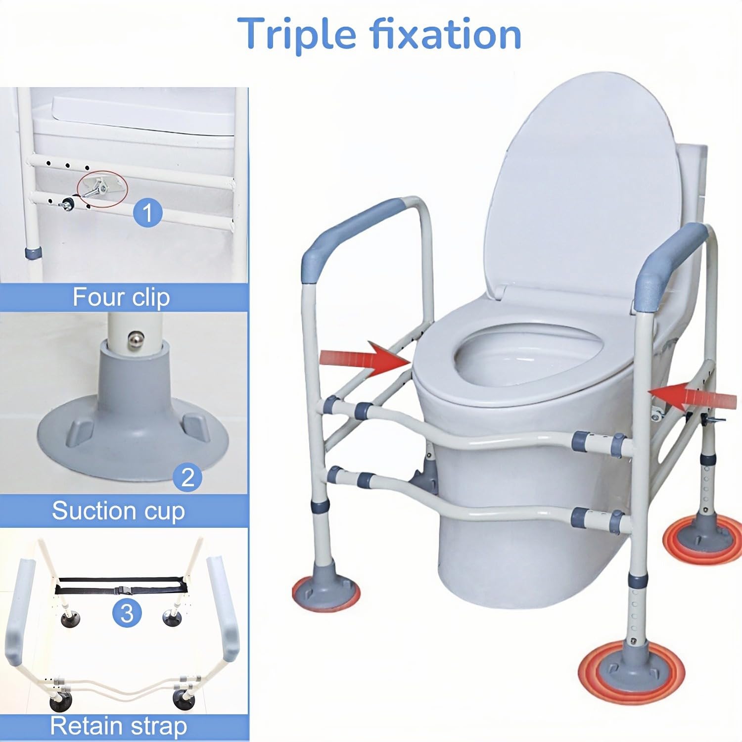 Supporti di sicurezza per WC | Supporto wc per anziani Regolabile in Altezza 63-74cm con Maniglie Antiscivolo - wc per disabili con Capacità di Carico 150kg