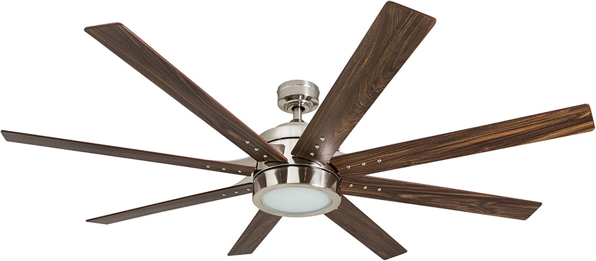 Ceiling Fans Xerxes Modern 62 Inch Ceiling Fan with Light, Remote Control Fan, LED Indoor Fan with 8 Blades, French Oak and Gray Oak Blade Finish Options, Brushed Nickel (50608-01)