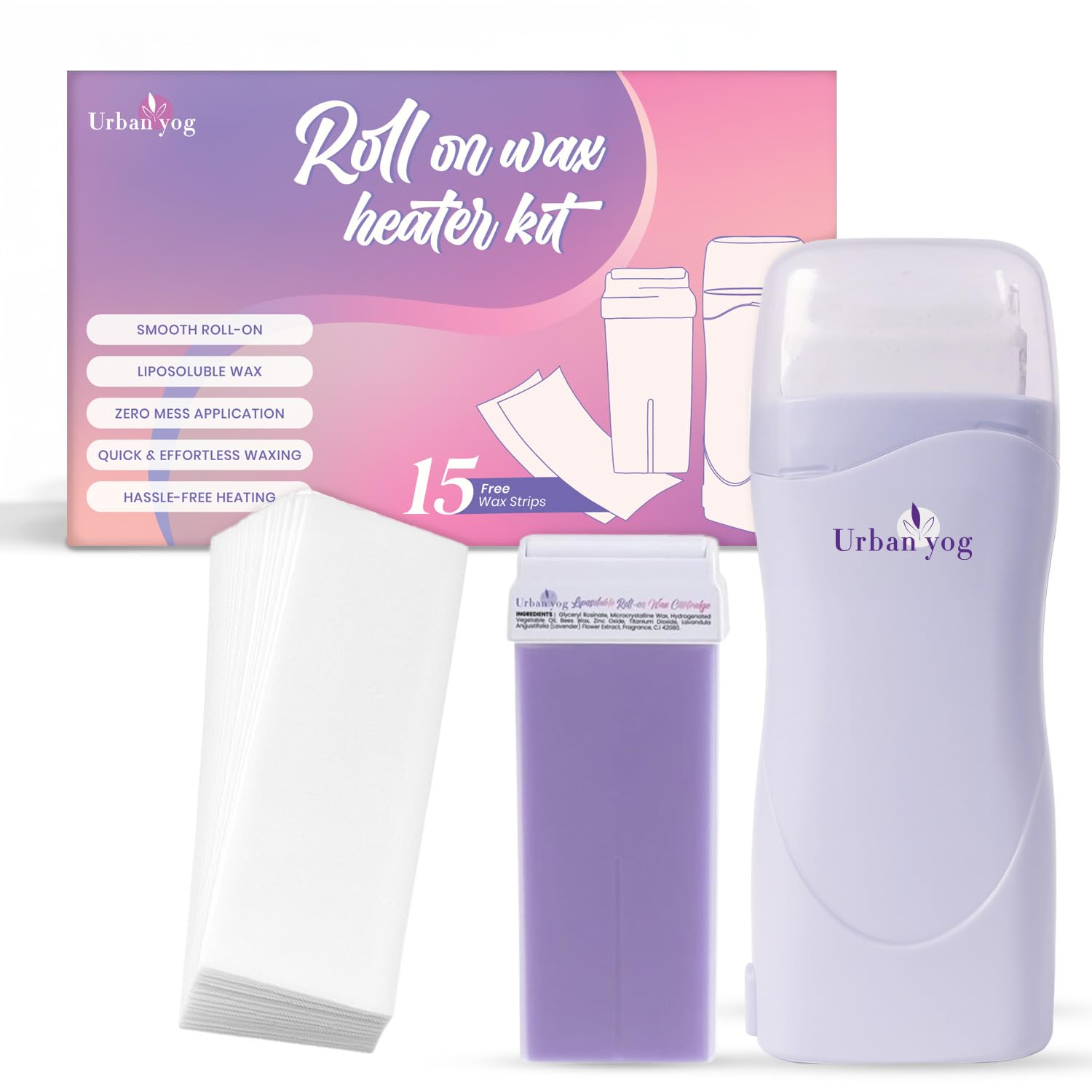 Urban Yog Roll-On Wax Heater Kit | Machine for Women | Applicator with Cartridge & 40 Strips | Easy Hair Removal Kit for Women at Home | Smooth, Mess-Free Waxing-image-28