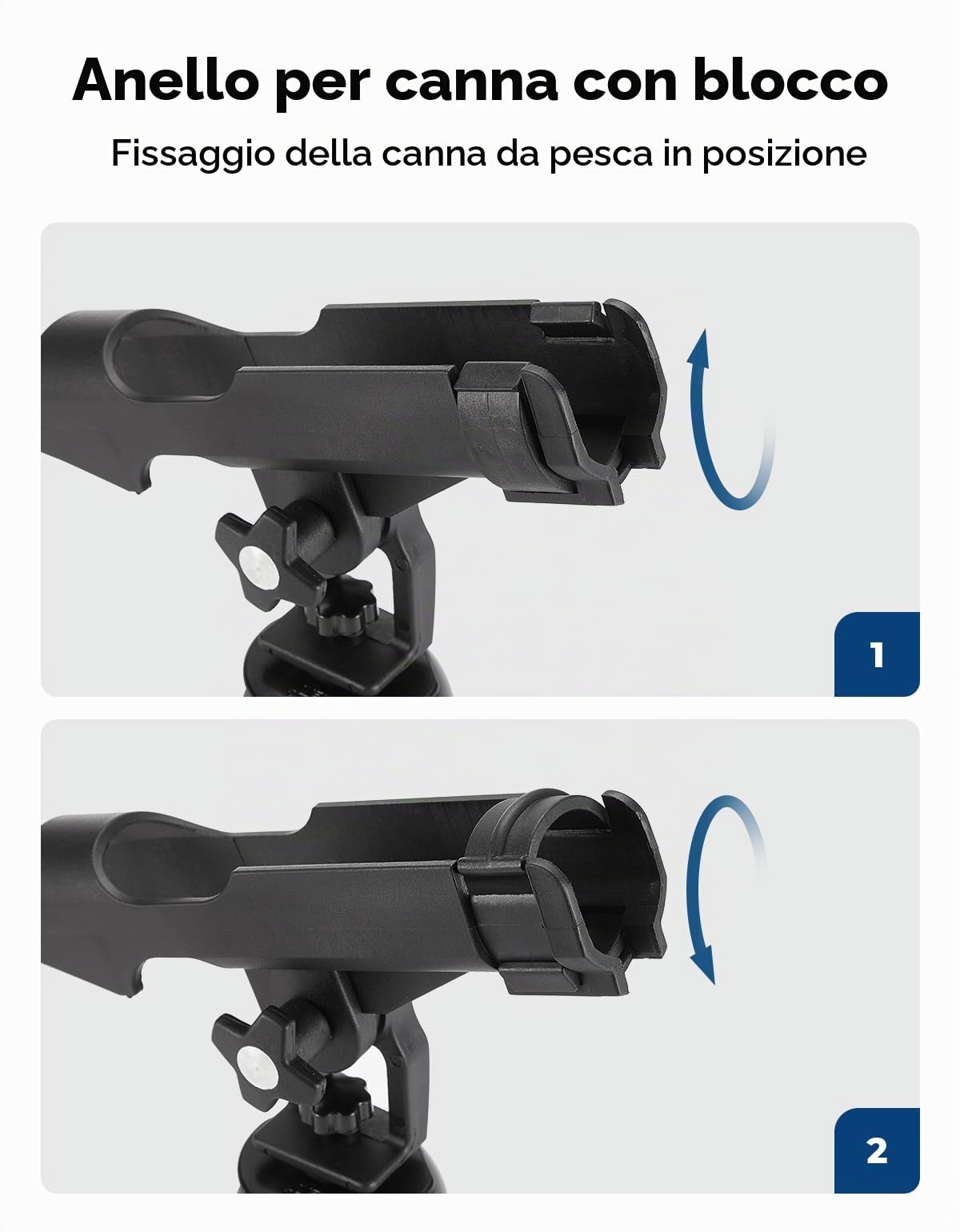 KEMIMOTO Supporto per canna da pesca per kayak, supporto per canne da pesca con vite a forma di T montato sulla guida o kayak, canoa, barca da pesca