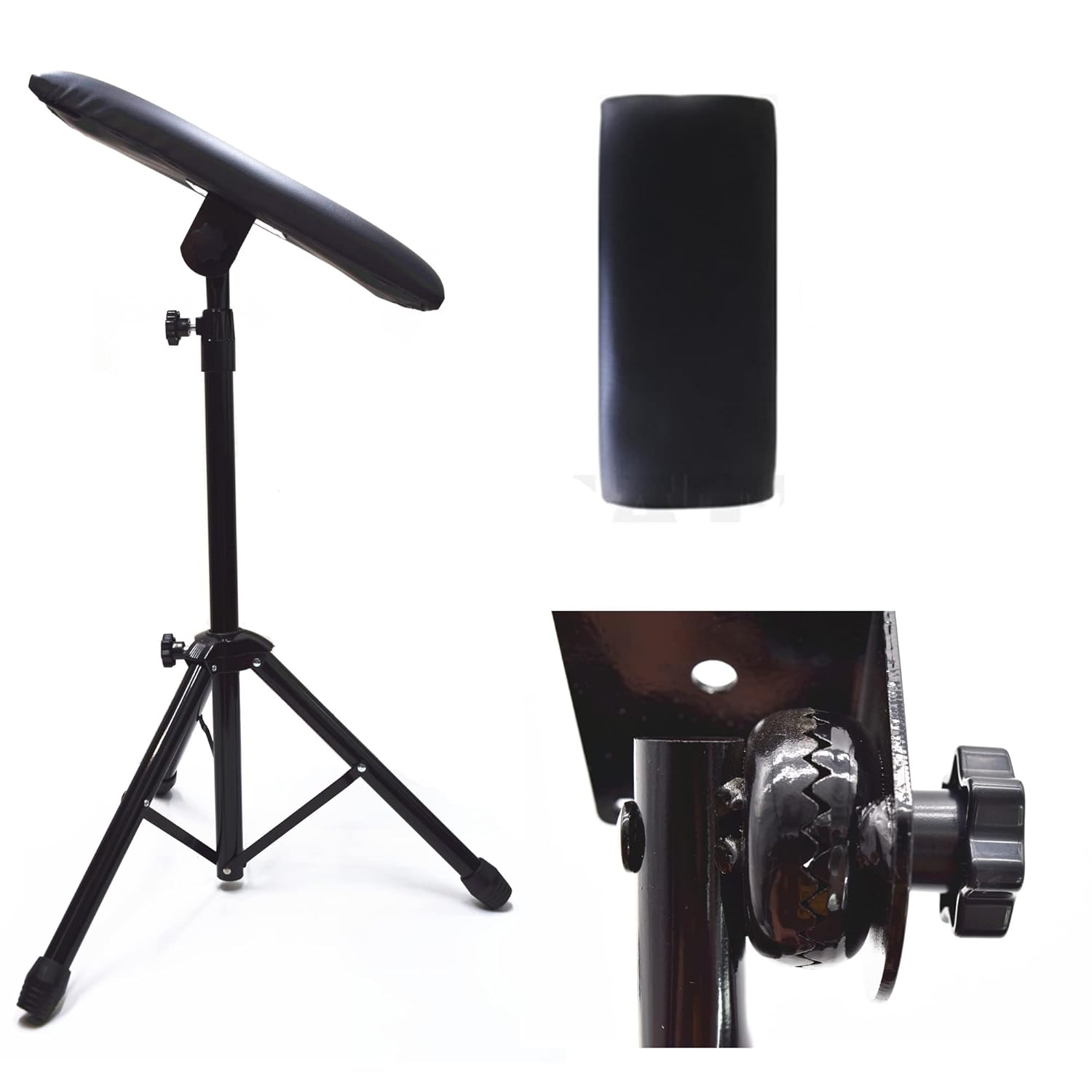 Tatmax Tattoo Armrest Fully Adjustable 16inchx7inch Large Pad 180° Tilt Teeth Lock Secured Arm Leg Rest Adjustable Height Tripod