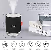 Vista 2 de Portable Mini Cool Mist Humidifier, 500ml USB Personal Desktop Humidifier for Baby Bedroom Travel Office Home, Auto Shut-Off, 2 Mist Modes, Super