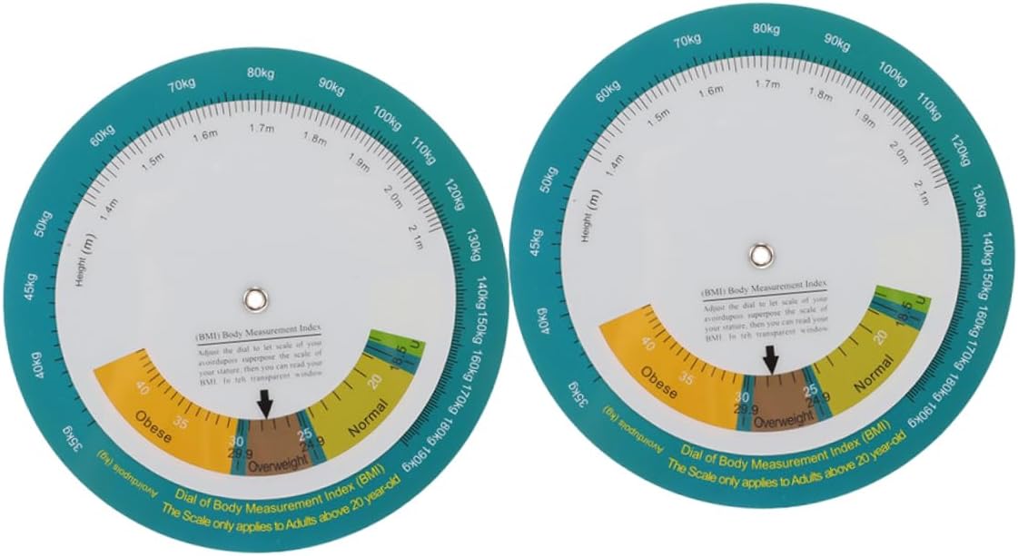 2pcs Bmi Chart Dial Body Weight Tracking Tool Height Measurement Wheel for Home Gym Medical Use Wall Mountable Design for Effortless Health Monitoring