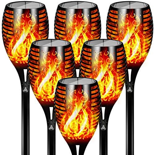 Otdair 96 LED Solar Lights Outdoor Upgraded 6 Pack, 43" Tall & Super Larger Size, Waterproof Solar Torch Light with Flickering Flame, 2200mAh Solar Tiki Torches Decoration Lights, for Path Yard Garden