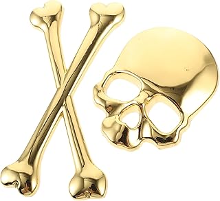 ERINGOGO 2 Peças Decalques Decorativos De Automóveis Adesivos De Caveira De Metal Crânio Acessórios De Carro Emblemas De Carro Acessórios Para Crânio De Carro Decalque De Metal De Carro