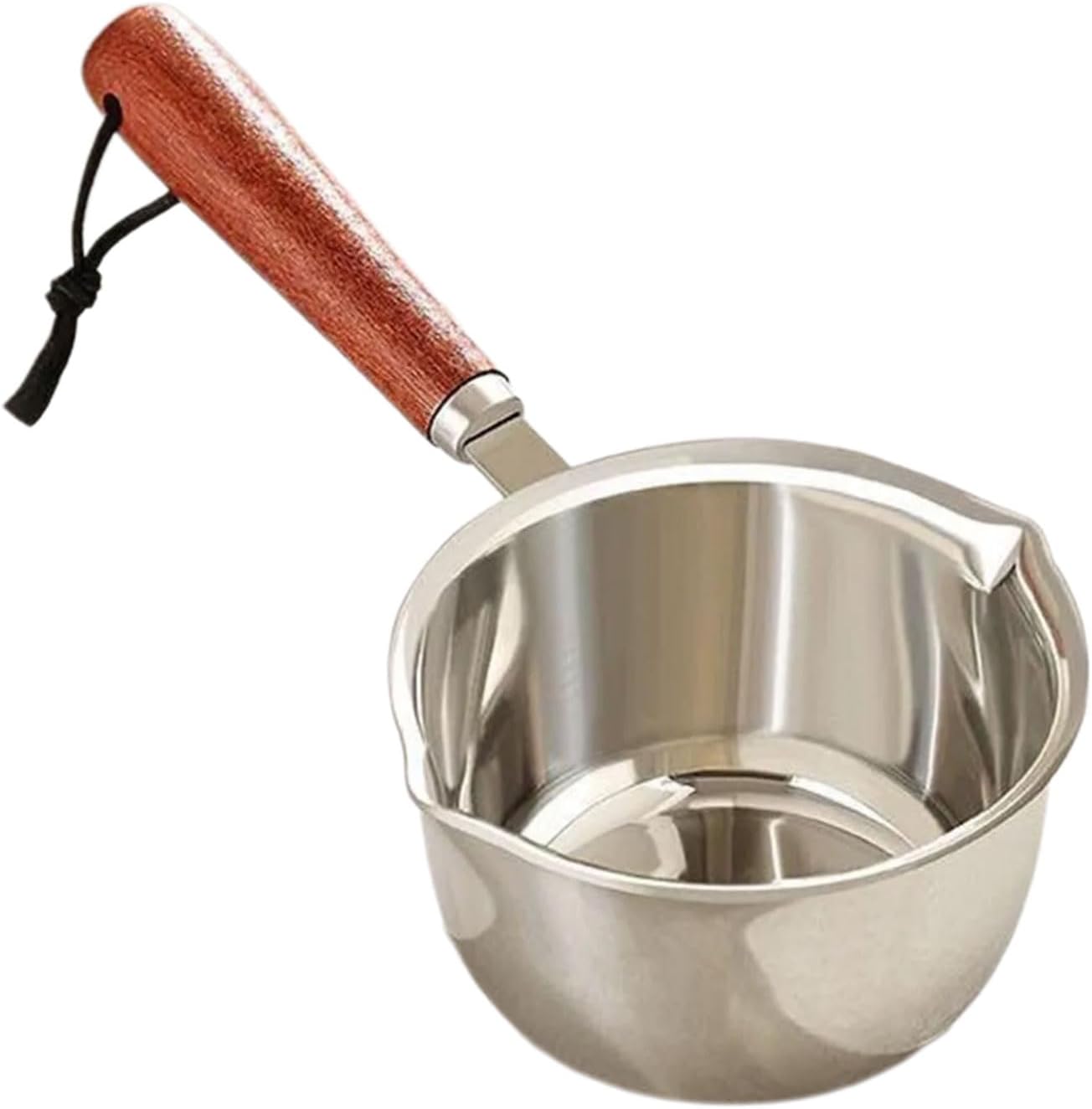 Wood Handle Stainless Steel Saucepan for Heating Milk and Melting Butter Utensils Set Stainless Steel Butter Melter Pan with Wooden Handle for Coffee and Hot Chocolate