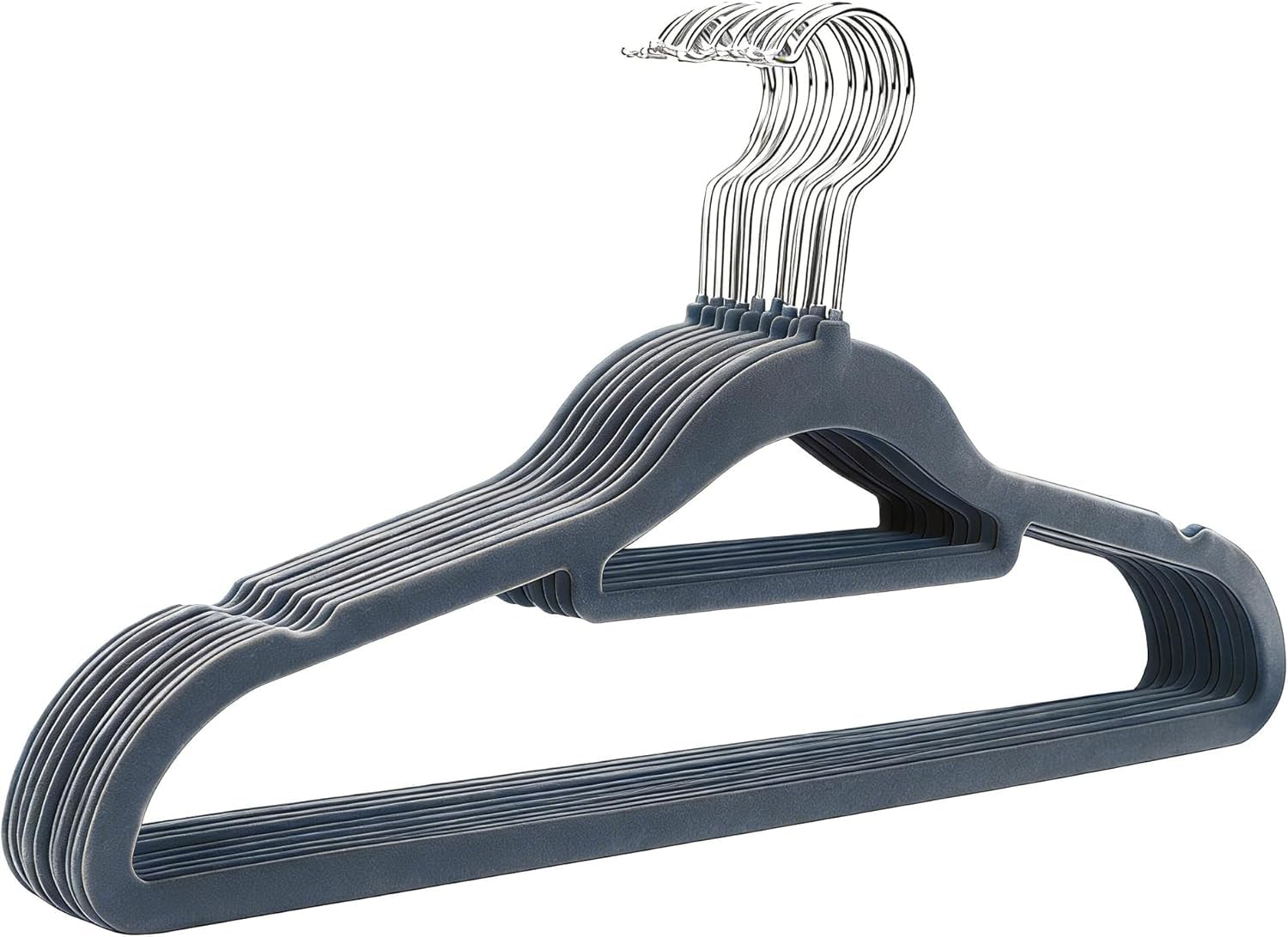 Velvet Hangers 10 Pack Non-Slip Clothes Hangers Heavy Duty, Mark-Free Flocked Hangers with 360°Swivel Hook & Tie Bar for Men Women Clothes