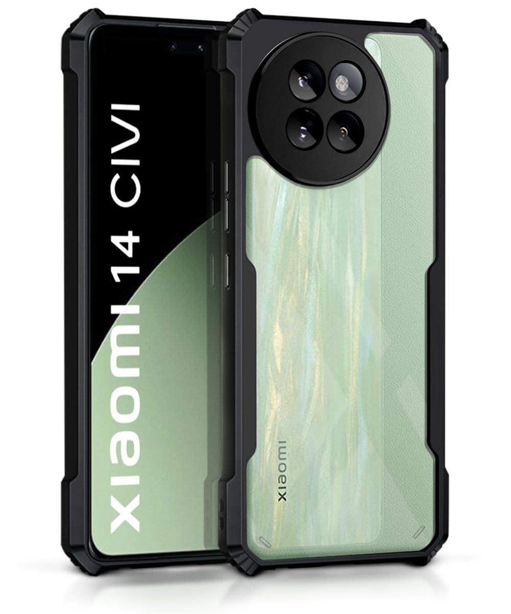WOW IMAGINE Shock Proof Clear Protective Back Case for Xiaomi 14 Civi 5G - AirEDGE Technology | 360 Degree Camera Protection | Transparent Hybrid Back Case Mobile Cover - Black (B0D7PQSY8S) Amazon Price History, Amazon Price Tracker