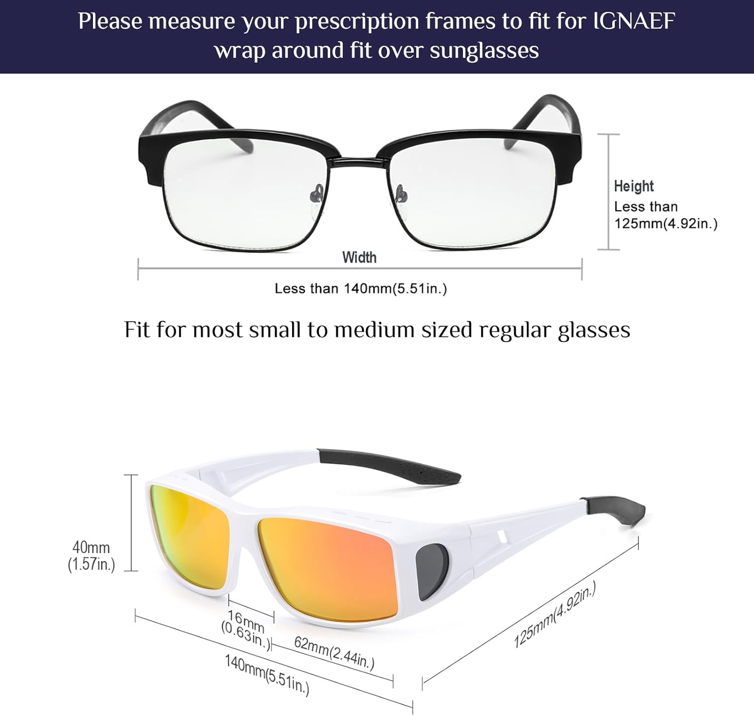 IGnaef Fit Over Glasses Sunglasses for Men Women Polarized Wrap Around Sunglasses to Wear Over Glasses with UV Protection