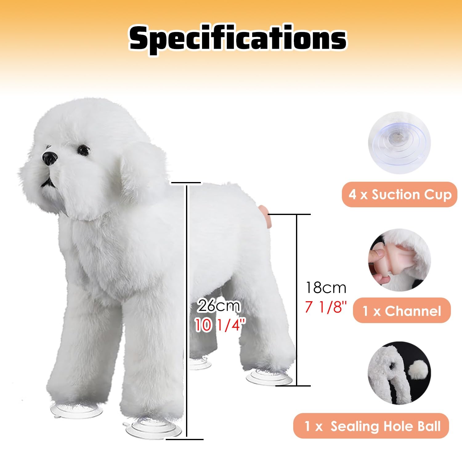 Paarungsspielzeug für Hunde Weißer, Aufsitzender Hund Als Stressabbauspielzeug, Hundepaarungspartner für Besseren Zuchterfolg, Simulation Einer Paarungs-Teddy-Reproduktionspuppe(Height 26cm/10)