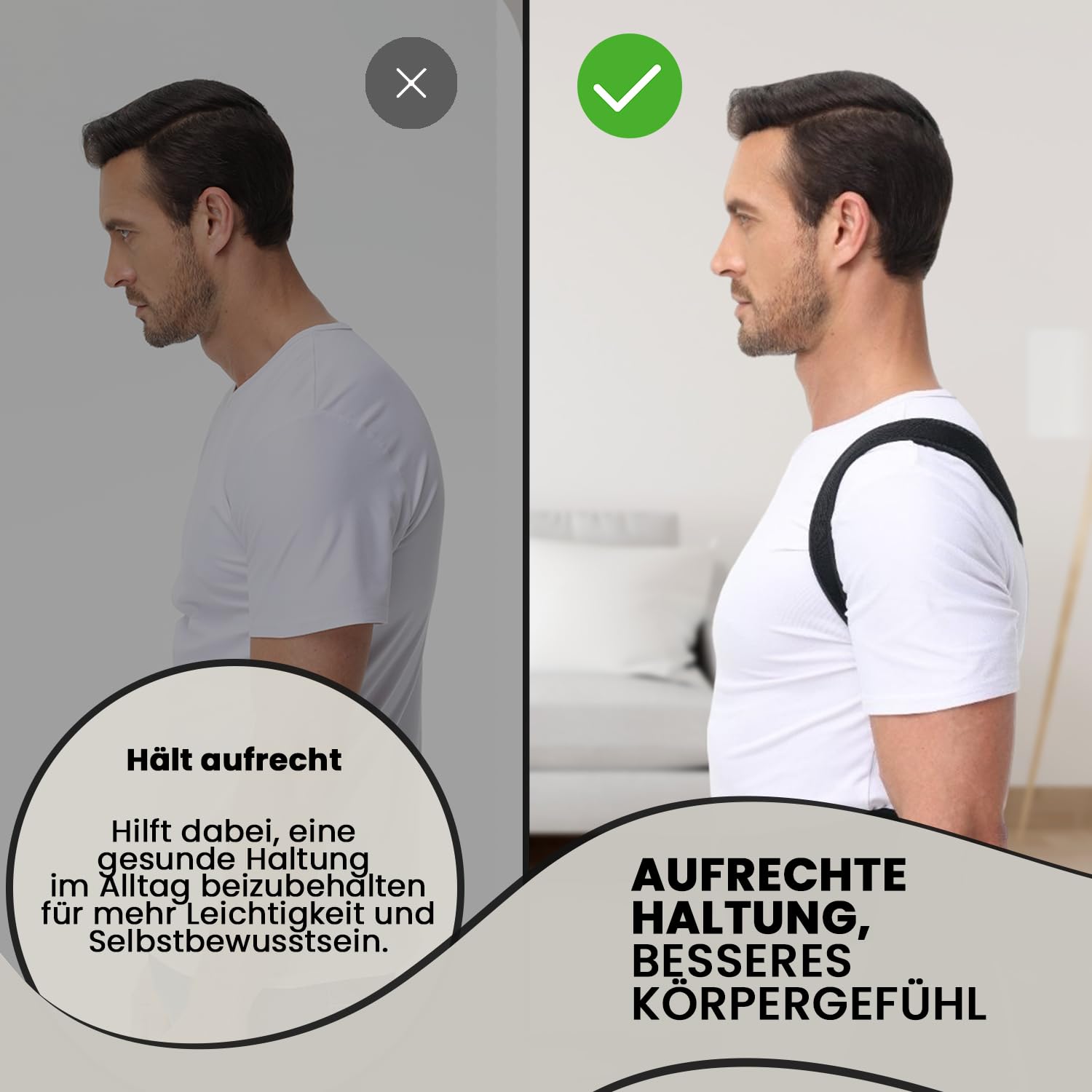 GERADIX Haltungskorrektur Rücken Geradehalter Rückenstützgürtel: Back Posture Rückenkorrektur für Herren und Damen Verstellbare und Atmungsaktive Korrektur Rückengurt (S-L) - 2