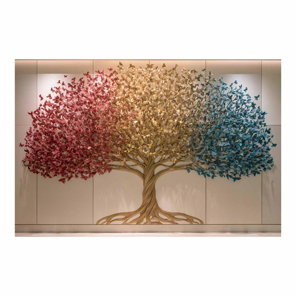 HOQIU Tree Wall Art Colorful glowing tree artwork, home canvas prints, for Bathroom Living Room Bedroom(Multicolor)-60x80cm Unframed