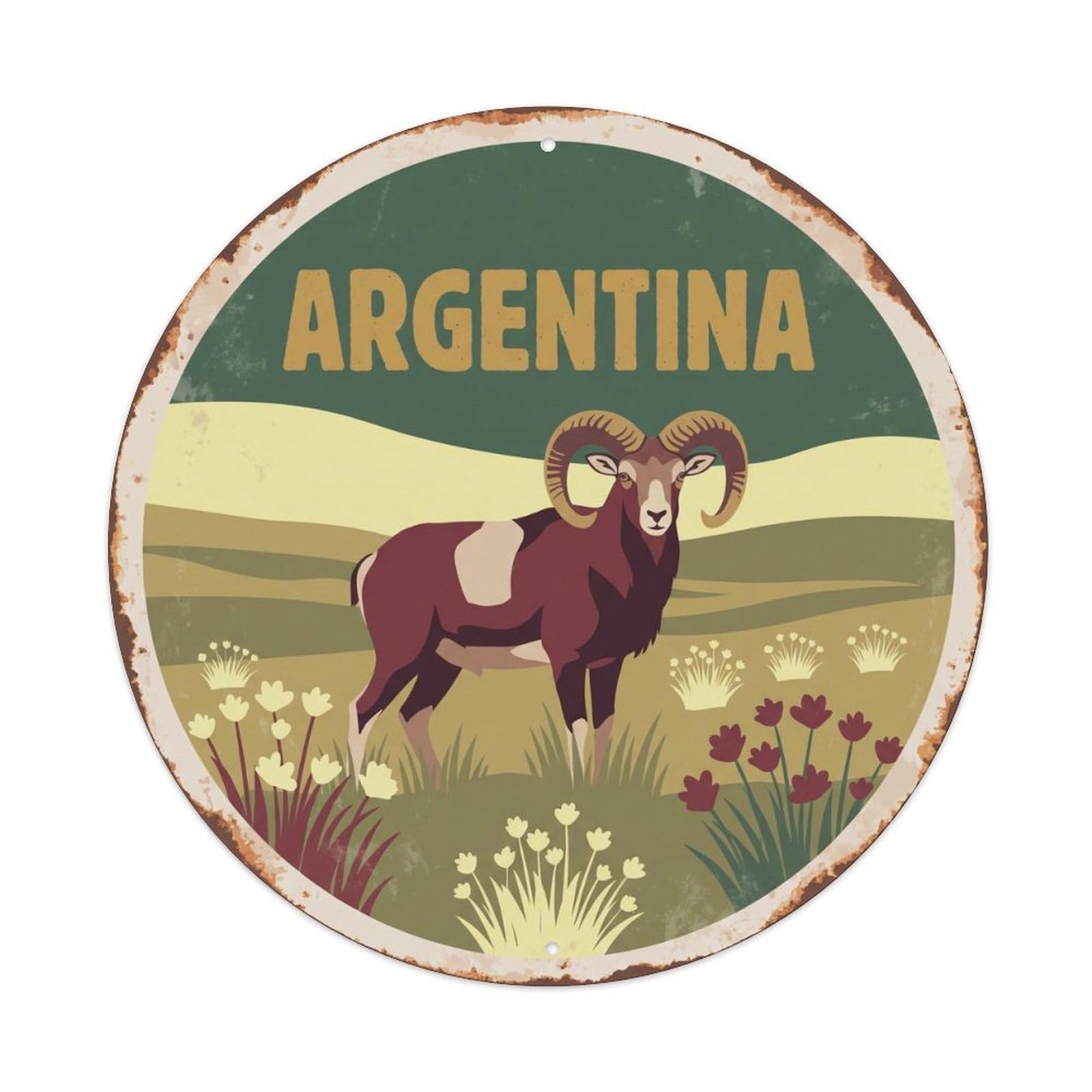 Argentina Mouflon Grassland Pampas Metal Tin Sign