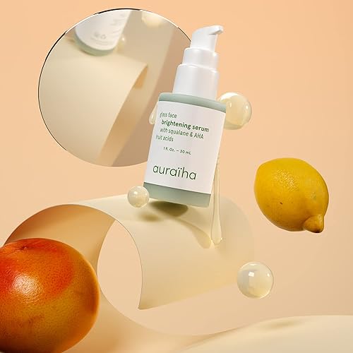 Miniatura 5 de Auraiha Glass Face Brightening Serum - Con escualano y ácidos frutales AHA - Adecuado para pieles sensibles - Vegano, libre de crueldad, sostenible