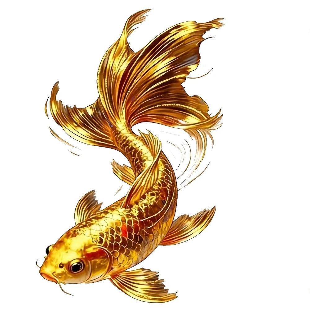 Golden Koi Fish Waterproof Vinyl Sticker Durable Decal for Car Laptop Water Bottle More
