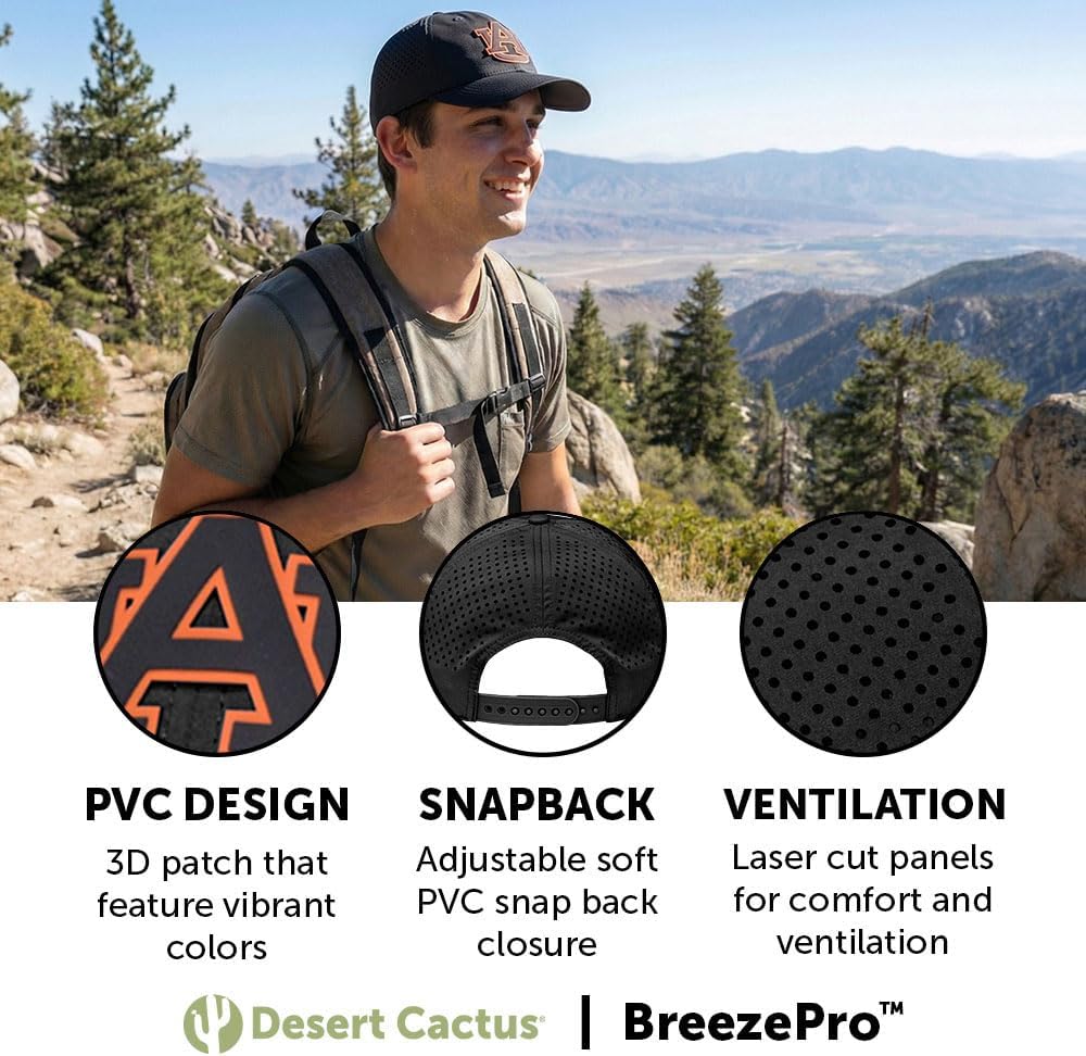 Desert Cactus Auburn Tigers Snapback Hat - AU BreezePro Performance Baseball Cap with Adjustable Strap College Fan Gear - Image 3