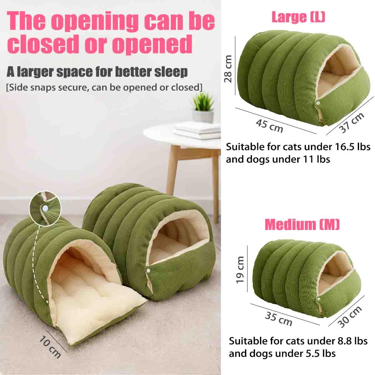 Lit Pour Chat Fermé Amovible Et Lavable Pour L'Hiver,Niche Chaude En Peluche Pour Animal De Compagnie,Tente Confortable Pour Animaux,Pour D'IntéRieur,Pour Chatons Et Petits Chiens (Beige - M)