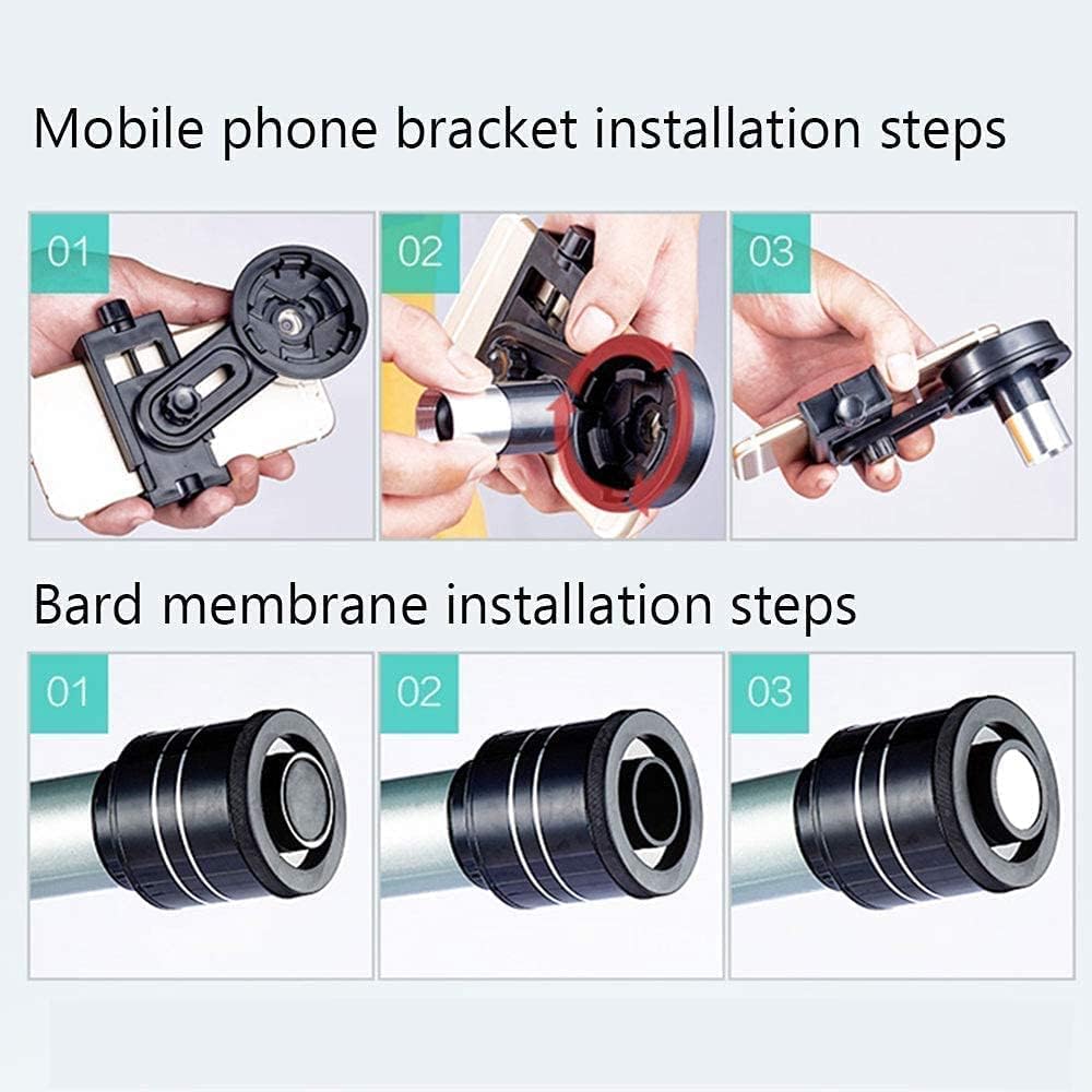 Portable Astronomical Telescope,Refractor Telescope for Kids and Astronomy Beginners with Lightweight Tripod,Phone Mount and Carry Bag,Perfect for Educational Gift (Silver+phonemou