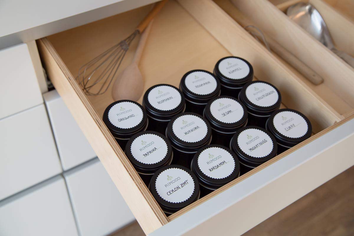 12 Saupoudreuses à Épices En Fer Blanc Noir - 8x4.8 Cm, Avec Inserts, Capacité 60g