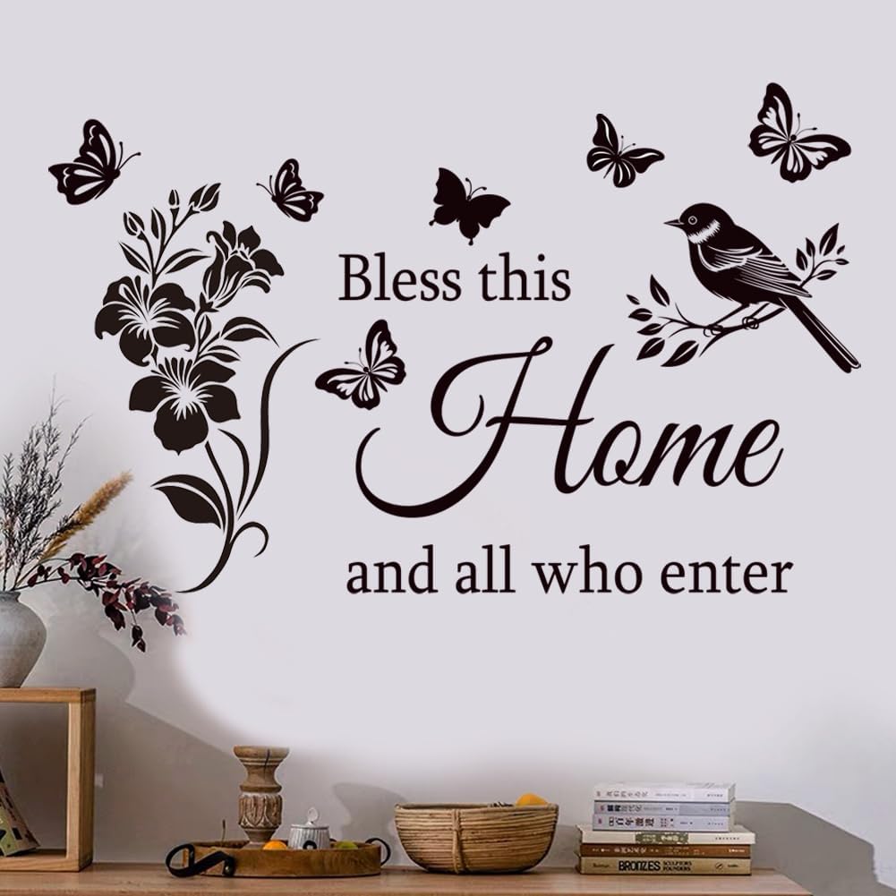 Family Inspirational Wall Stickers Quotes Bless This Home and All Who Enter Words Design Vinyl Decal Quote Wall Decor Stickers Motivational Quotes for Bedroom.