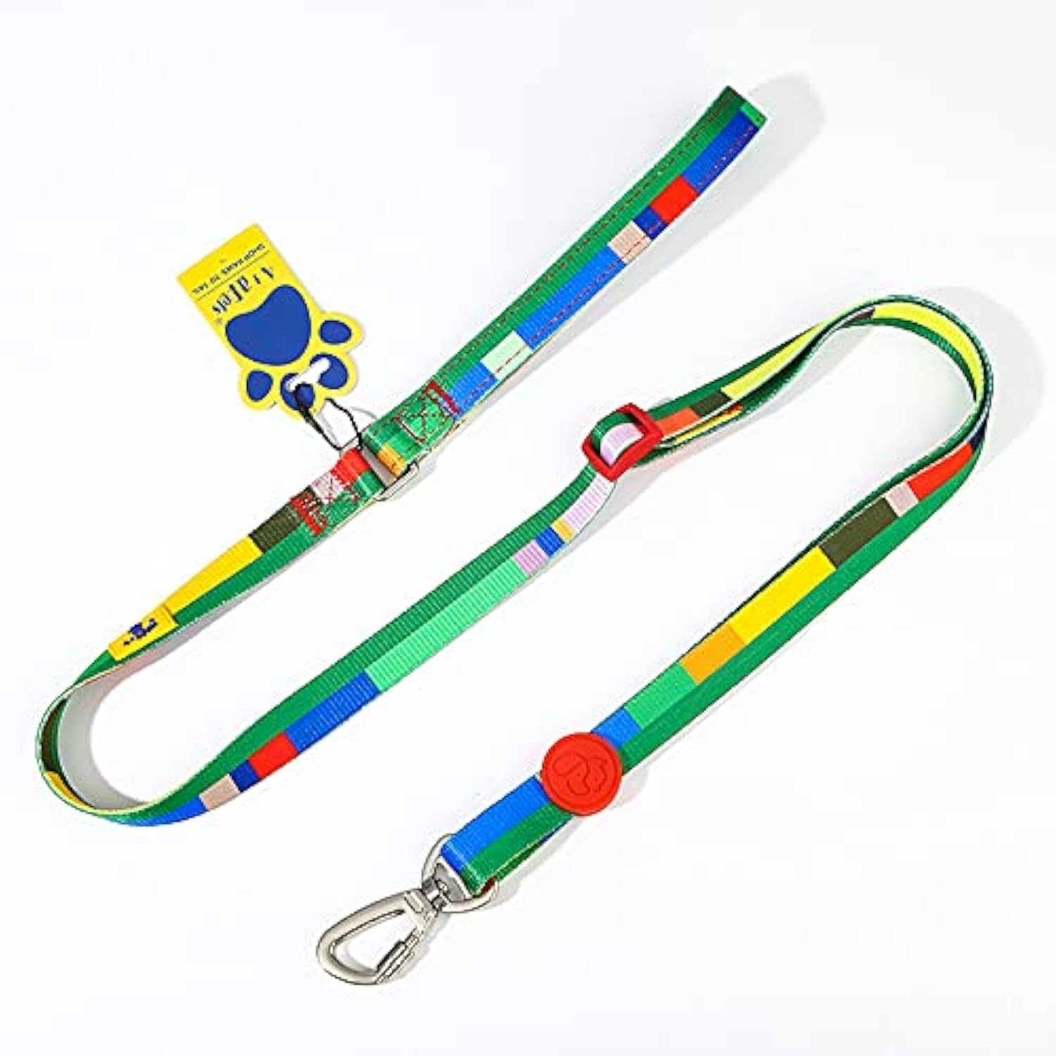 A+a Pets' Nylon Waterproof Leash | Length Adjustable with Neoprene Padded Handle for Dogs & Cats (Block Design, Multicol