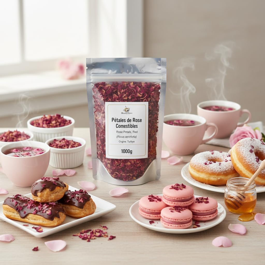 MasarySpice | Petali di rosa commestibili rossi (Rosa centifolia), confezione da 1000 gr.