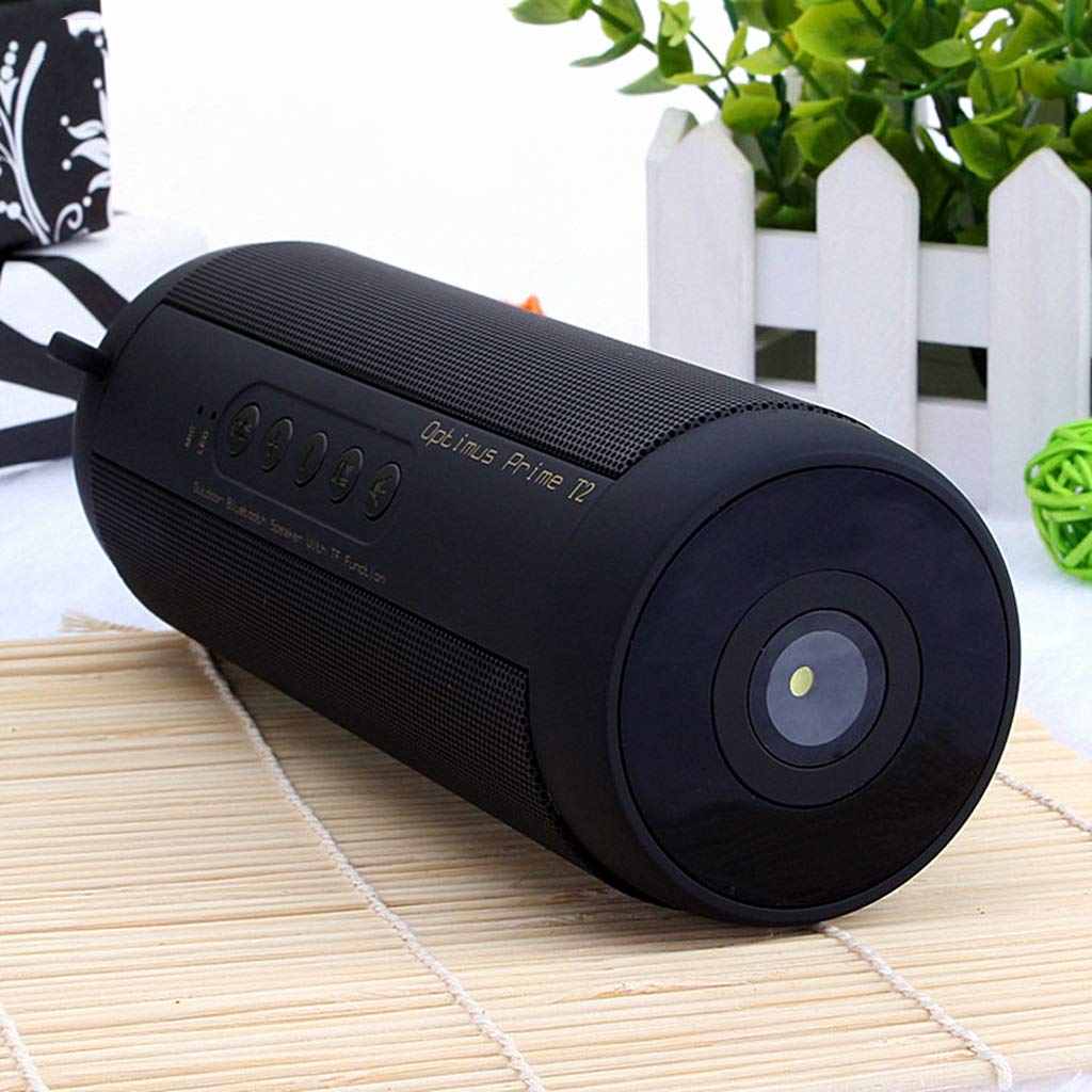 Altoparlante Bluetooth Basso Impermeabile Portatile Esterno LED Wireless Mini Colonna Box Altoparlante Supporto TF Card FM Stereo Hi-Fi Box (Color : Black)