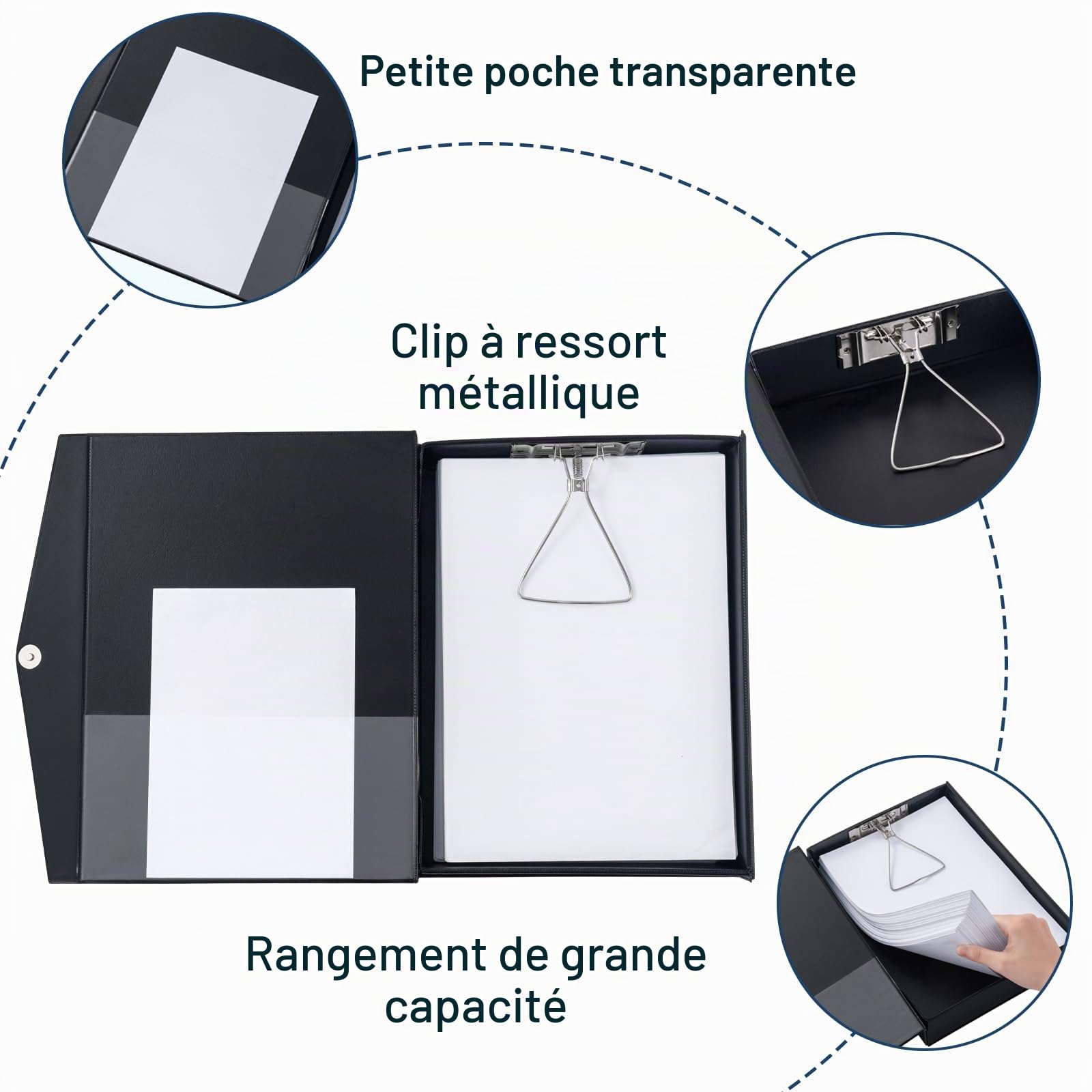 Lot de 6 Boîtes de Classement A4, Dos de 50 mm, Noir