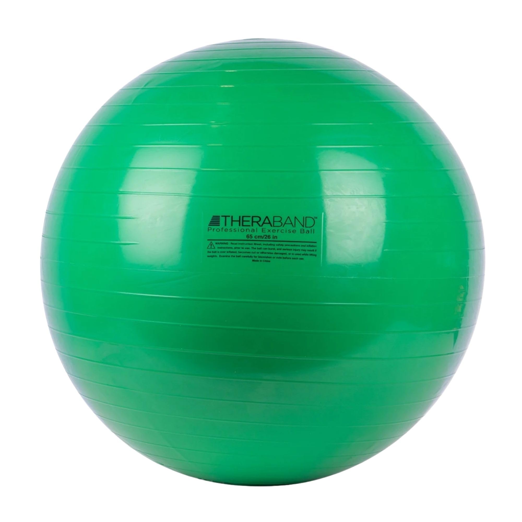 THERABAND Exercise Ball, Stability Ball with 65 cm Diameter for Athletes 5'7" to 6'1" Tall, Standard Fitness Ball for Posture, Balance, Yoga, Pilates, Core, & Rehab, Green