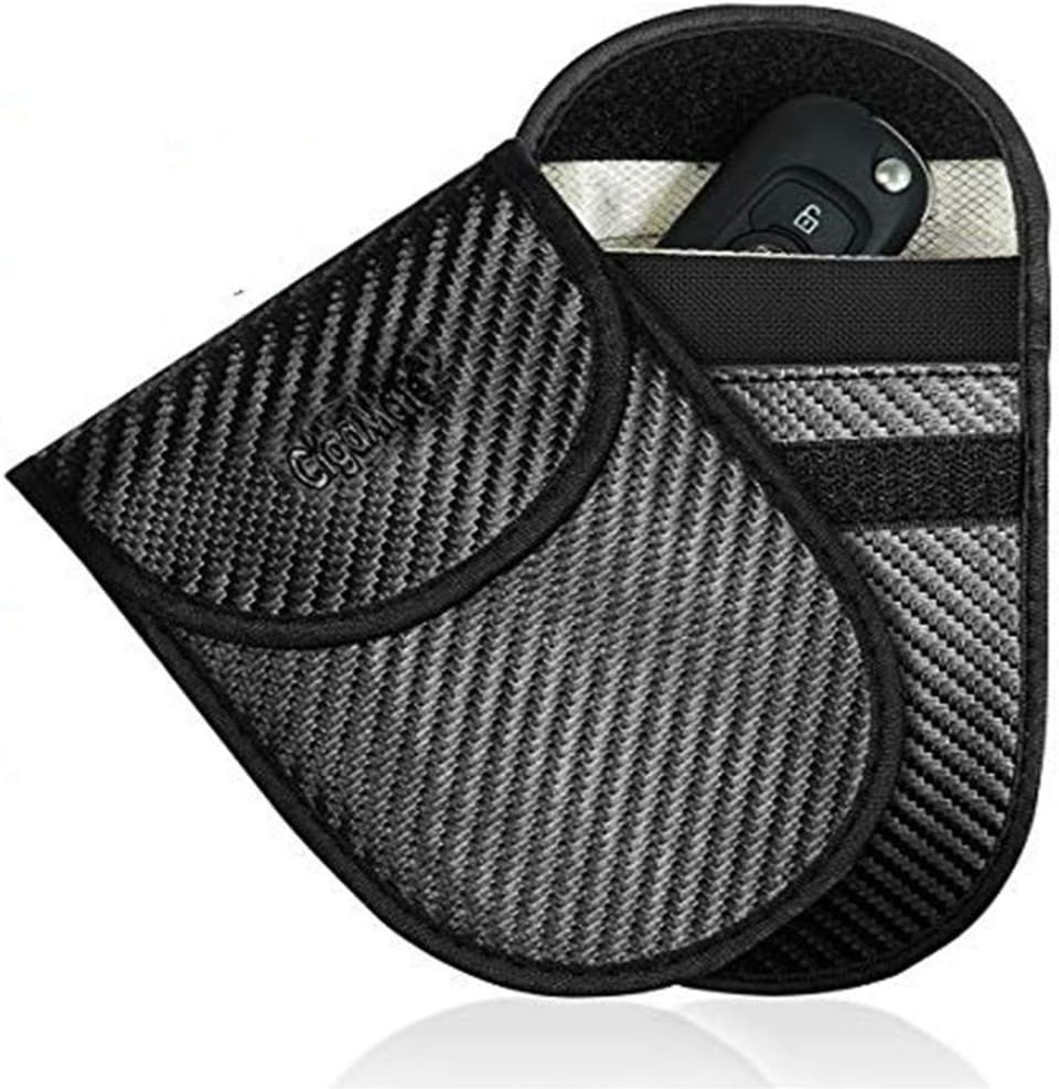 CigaMaTe RFID Signal Blocking Case 2 Pack,Faraday Car Key Keyless Anti-tracking Anti-hacking Anti Radiation FOB Key Pouch Shielding Wallet Case Cell Phone Privacy (Carbon Fiber Texture)