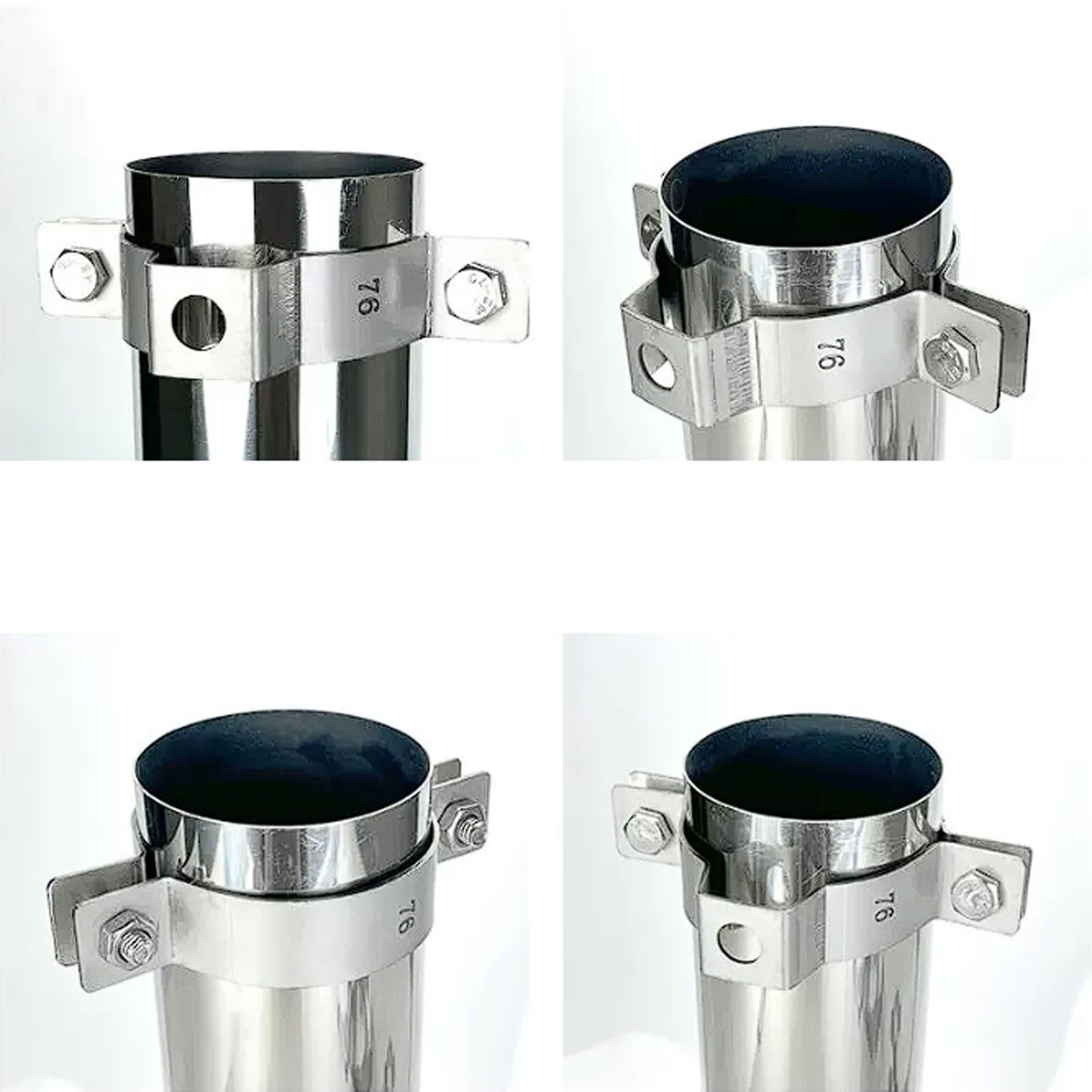 Fascette per tubi in acciaio inox 304 stile europeo spesso, 4 set di fascette stringitubo, clip di fissaggio per tubi ad alta resistenza per tubi 51-159mm Fibbia di fissaggio(76 pipe)