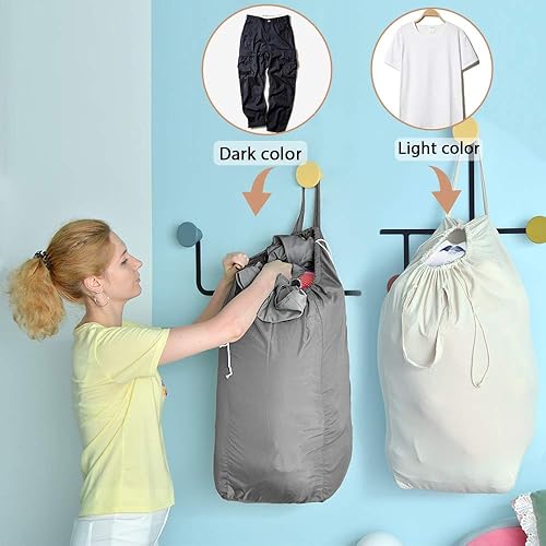 Miniatura 8 de MCleanPin Bolsas de lavandería lavables de 140 litros con asas, almacenamiento de ropa sucia para dormitorio universitario o viajes, forro de