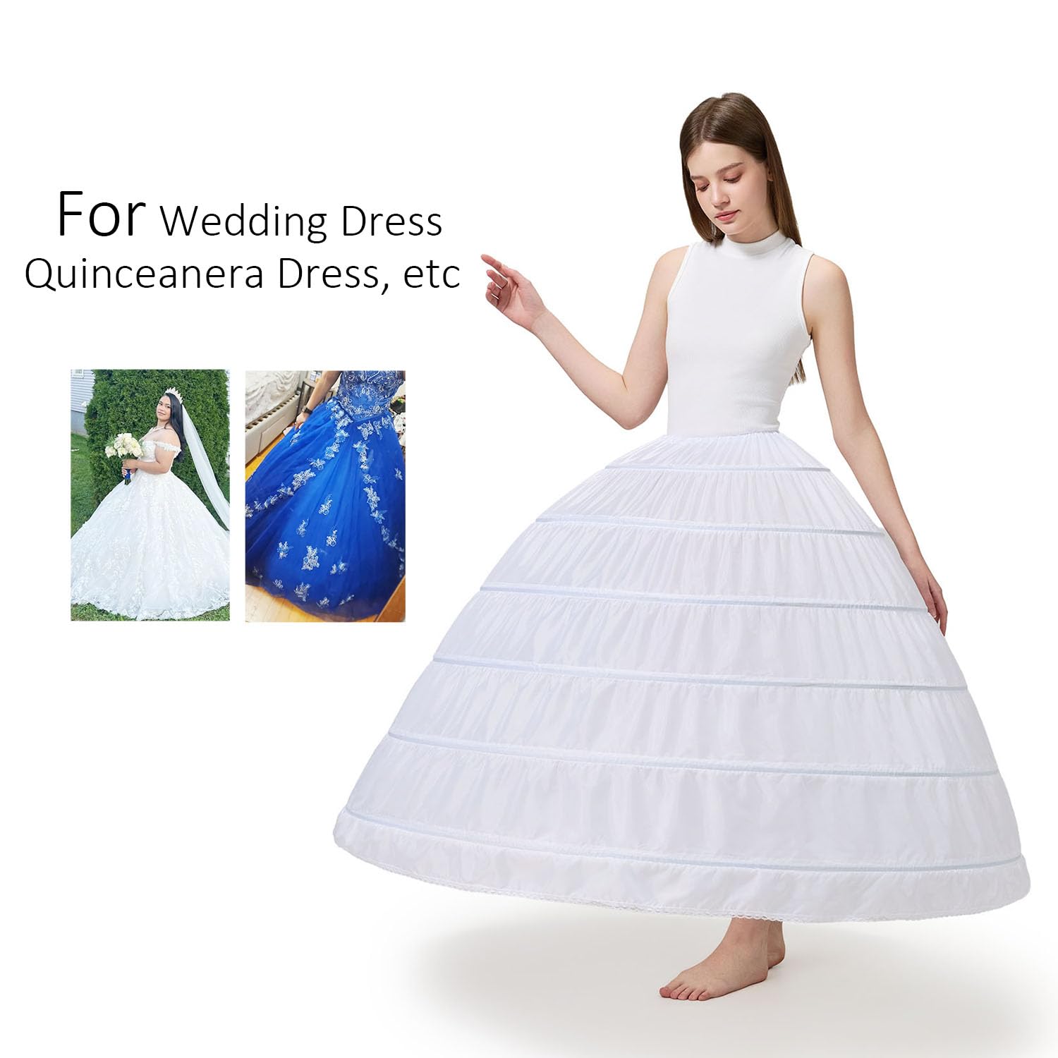 Aprildress Jupon en crinoline à 6 cerceaux pour femme pour robe de quinceanera robe de mariée PPT360
